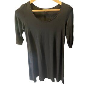 Eileen Fisher Black Half Sleeve Scoop Neck Short Tunic Dress Sz XS
